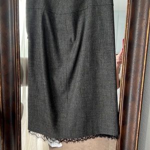 Gray pencil skirt with lace.